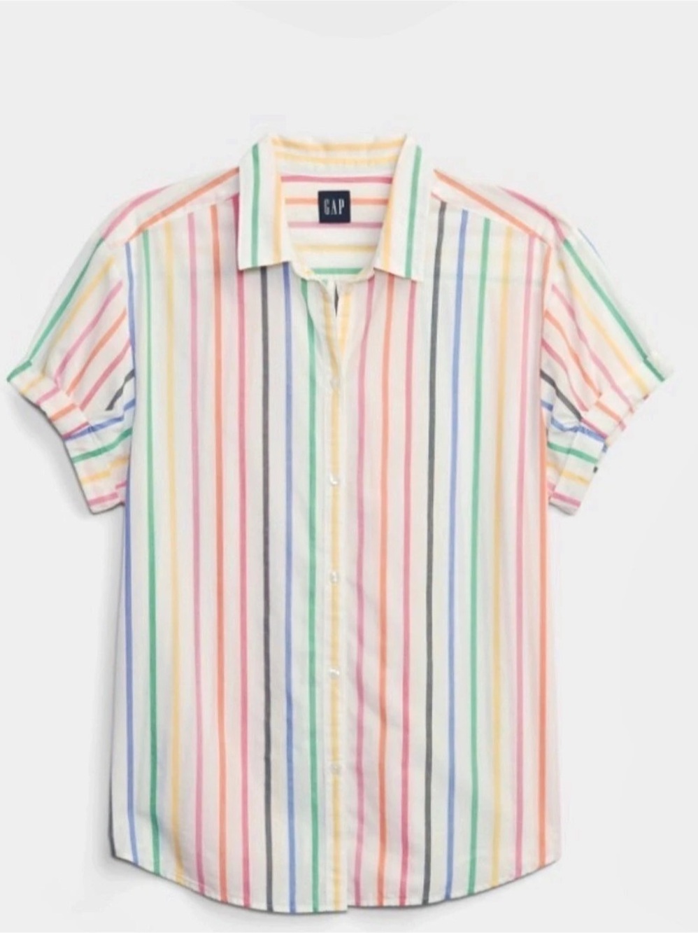 Gap Colorful Striped Short Sleeve Shirt Size Medium